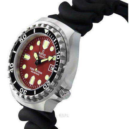 Ratio FreeDiver Version 02 Helium Safe 1000M Sapphire Quartz Red Dial 1038EF102V-RED-V02 Men's Watch