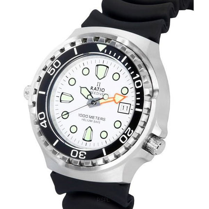 Ratio FreeDiver Helium Safe Sapphire Quartz White Dial 1038EF102V-WHT 1000M Men's Watch