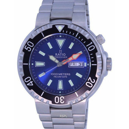 Ratio FreeDiver Blue Dial Stainless Steel Quartz 1050HA93-12V-BLU 1000M Mens Watch