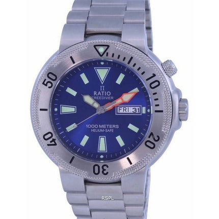 Ratio FreeDiver Blue Dial Stainless Steel Quartz 1050MD93-12V-BLU 1000M Mens Watch