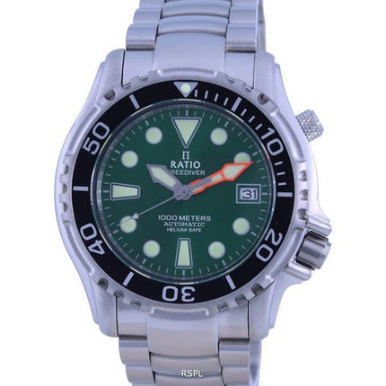 Ratio FreeDiver Helium Safe 1000M Green Dial Stainless Steel Automatic 1066KE26-33VA-GRN Men's Watch