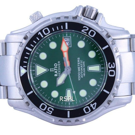 Ratio FreeDiver Helium Safe 1000M Green Dial Stainless Steel Automatic 1066KE26-33VA-GRN Men's Watch