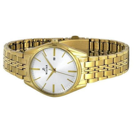 Westar Profile Gold Tone Stainless Steel White Dial Quartz 40210GPN107 Womens Watch