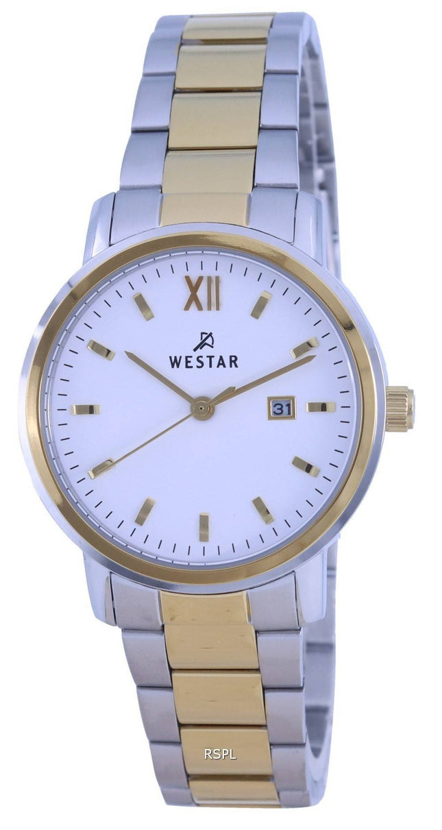 Westar White Dial Two Tone Stainless Steel Quartz 40245 CBN 101 Womens Watch