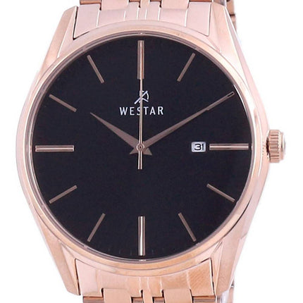 Westar Black Dial Rose Gold Tone Stainless Steel Quartz 50210 PPN 603 Men's Watch