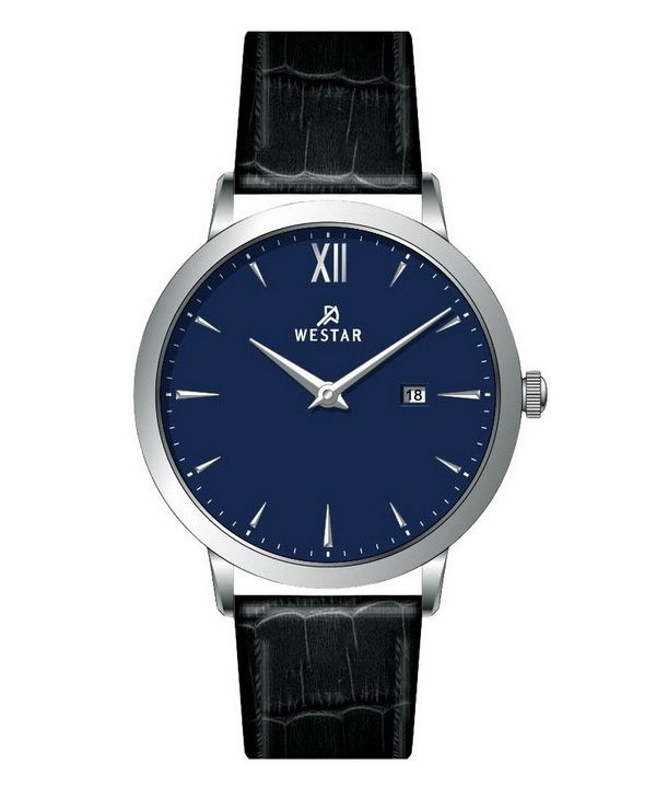 Westar Profile Leather Strap Blue Dial Quartz 50214STN104 Mens Watch