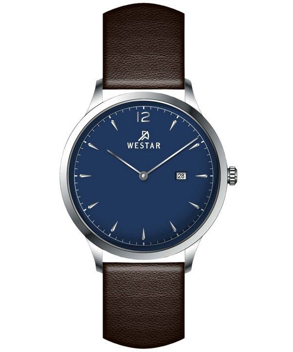 Westar Profile Leather Strap Blue Dial Quartz 50217STN124 Men's Watch