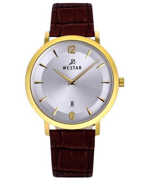 Westar Profile Leather Strap Silver Dial Quartz 50219GPN127 Mens Watch