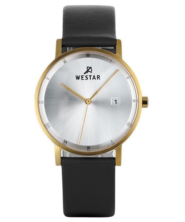 Westar Profile Black Leather Strap Silver Dial Quartz 50221GPN107 Mens Watch