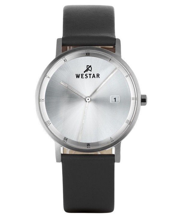 Westar Profile Leather Strap Silver Dial Quartz 50221STN107 Mens Watch