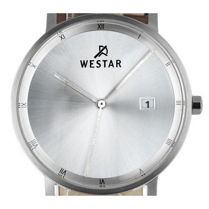 Westar Profile Leather Strap Silver Dial Quartz 50221STN107 Mens Watch