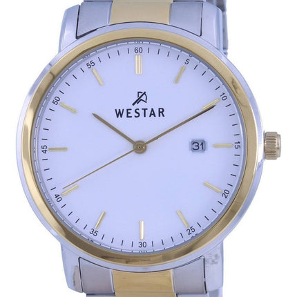 Westar White Dial Two Tone Stainless Steel Quartz 50243 CBN 101 Mens Watch