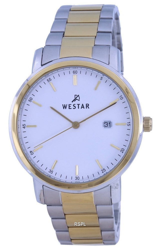 Westar White Dial Two Tone Stainless Steel Quartz 50243 CBN 101 Mens Watch