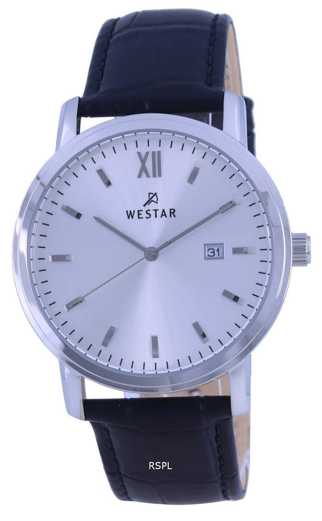 Westar White Dial Leather Strap Quartz 50244 STN 107 Mens Watch