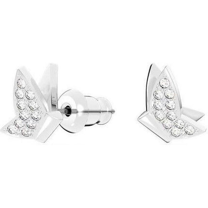 Swarovski Lilia Butterfly Rhodium Plated Stud Earrings With White Crystal 5636424 For Women