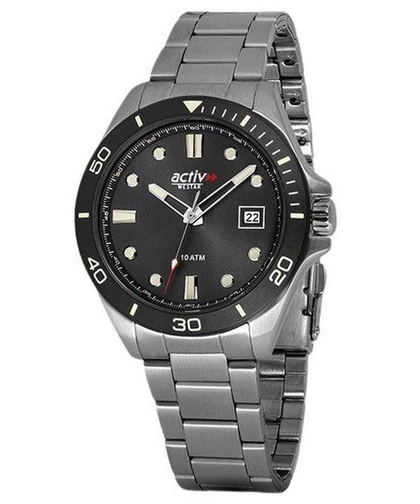 Westar Activ Sports Stainless Steel Black Dial Quartz 90250SBN903 100M Men's Watch