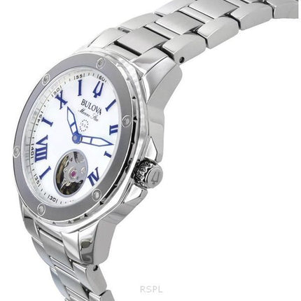 Bulova Marine Star Stainless Steel Mother Of Pearl Dial Automatic 96L326 100M Women's Watch