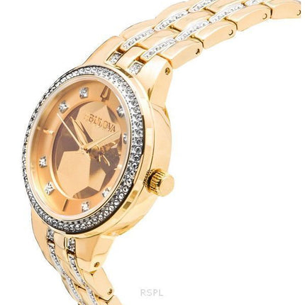 Bulova Classic Crystal Phantom Gold Tone Stainless Steel Champagne Dial Quartz 97L176 Women's Watch