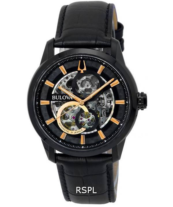 Bulova Classic Sutton Black Skeleton Dial Automatic 98A283 Men's Watch