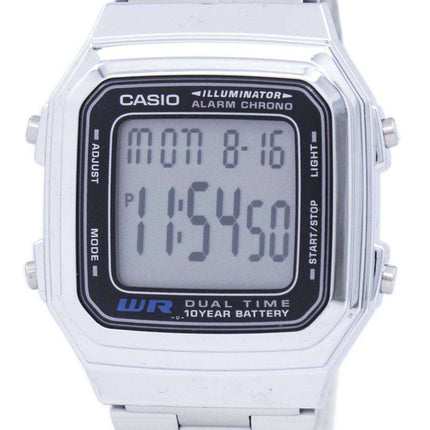 Casio Digital Stainless Steel Alarm Chrono Dual Time A178WA-1ADF A178WA-1A Men's Watch