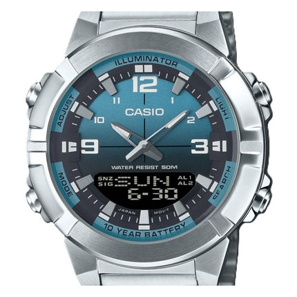 Casio Analog Digital Combination Stainless Steel Light Blue Dial Quartz AMW-870DA-2A2V Men's Watch