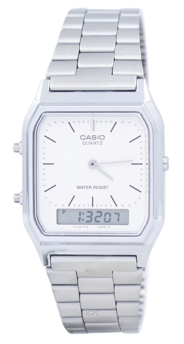 Casio Vintage Dual Time Alarm Quartz Analog Digital AQ-230A-7DMQ AQ230A-7DMQ Unisex Watch