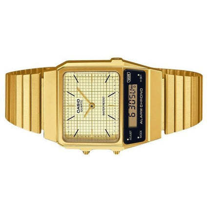 Casio Vintage Analog Digital Gold Ion Plated Stainless Steel Beige Dial Quartz AQ-800EG-9A Unisex Watch