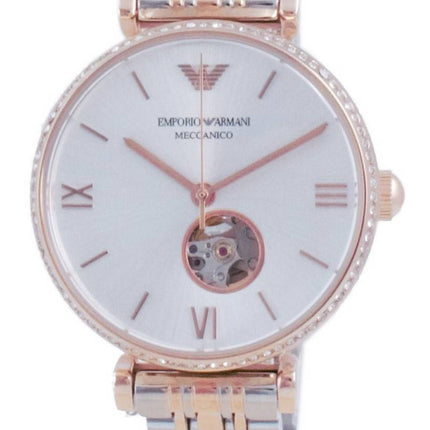 Emporio Armani Gianni T-Bar Open Heart Two Tone Stainless Steel Automatic AR60019 Unisex Watch