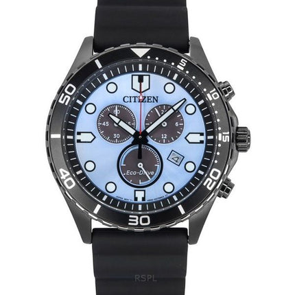 Citizen Eco-Drive Chronograph Polyurethane Strap Blue Dial AT2567-18L 100M Men's Watch