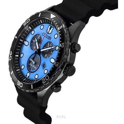 Citizen Eco-Drive Chronograph Polyurethane Strap Blue Dial AT2567-18L 100M Men's Watch