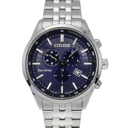 Citizen Eco-Drive Chronograph Stainless Steel Blue Dial AT2570-56L 100M Men's Watch