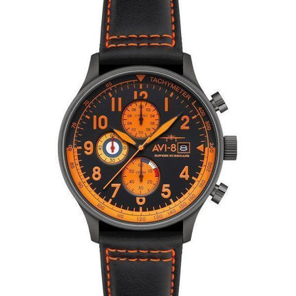 AVI-8 Hawker Hurricane Classic Chronograph Noire Leather Strap Black Dial AV-4011-0R Men's Watch