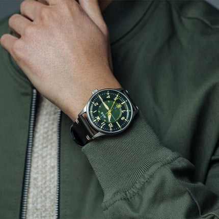 AVI-8 Hawker Hurricane Kent Automatic Hampshire Leather Strap Green Dial AV-4094-03 Men's Watch