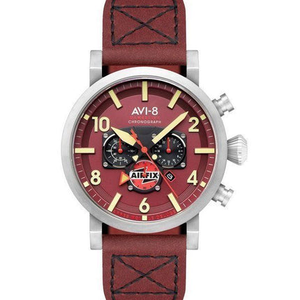 AVI-8 Dambuster Gibson Dual Time Chronograph Airfix Edition Hazard Red Dial Quartz AV-4107-04 Men's Watch