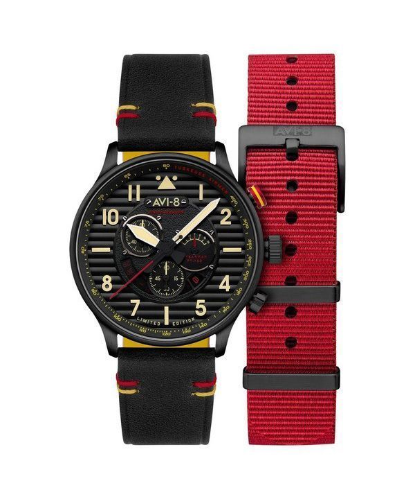 AVI-8 Flyboy Spirit Of Tuskegee Chronograph Limited Edition Black Dial Quartz AV-4109-01 Men's Watch With Extra strap