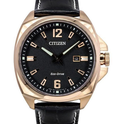 Citizen Eco-Drive Sport Luxury Endicott Leather Strap Black Dial AW1723-02E 100M Mens Watch