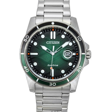 Citizen Marine Eco-Drive Stainless Steel Green Dial AW1811-82X 100M Men's Watch