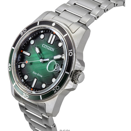 Citizen Marine Eco-Drive Stainless Steel Green Dial AW1811-82X 100M Men's Watch