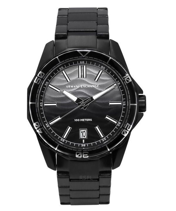 Armani Exchange Black Stainless Steel Grey Dial Quartz AX1952 100M Men's Watch