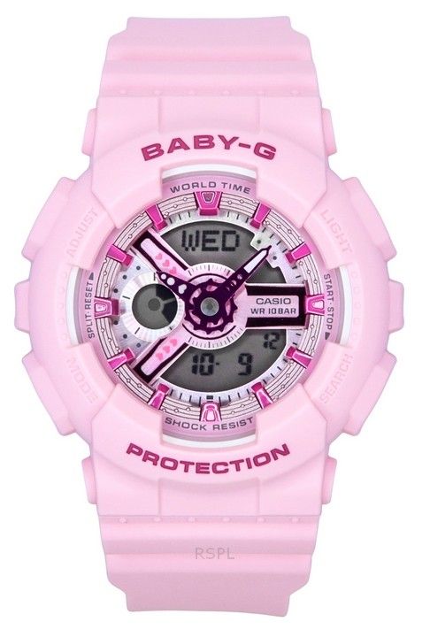 Casio Baby-G Analog Digital Pink Resin Strap Pink Dial Quartz BA-110YK-4A 100M Women's Watch