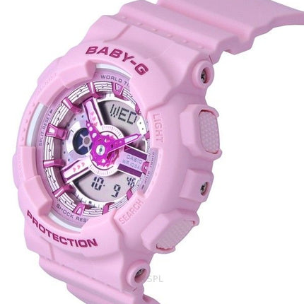 Casio Baby-G Analog Digital Pink Resin Strap Pink Dial Quartz BA-110YK-4A 100M Women's Watch