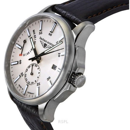 Bauhaus Aviation Leather Strap Full Luminous Beige Dial Automatic 28605 100M Men's Watch