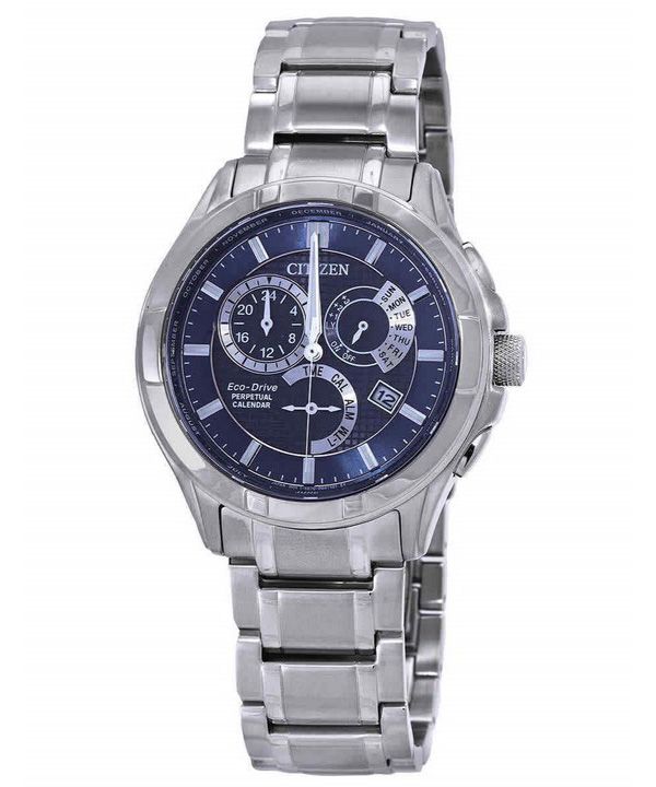 Citizen Eco-Drive Perpetual GMT Stainless Steel Blue Dial BL8160-58L 100M Men's Watch