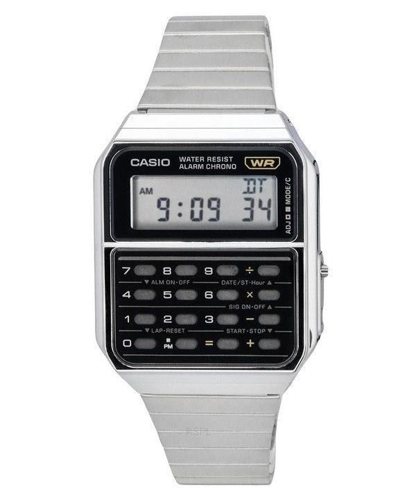 Casio Vintage Digital Calculator Stainless Steel Quartz CA-500WE-1A Mens Watch