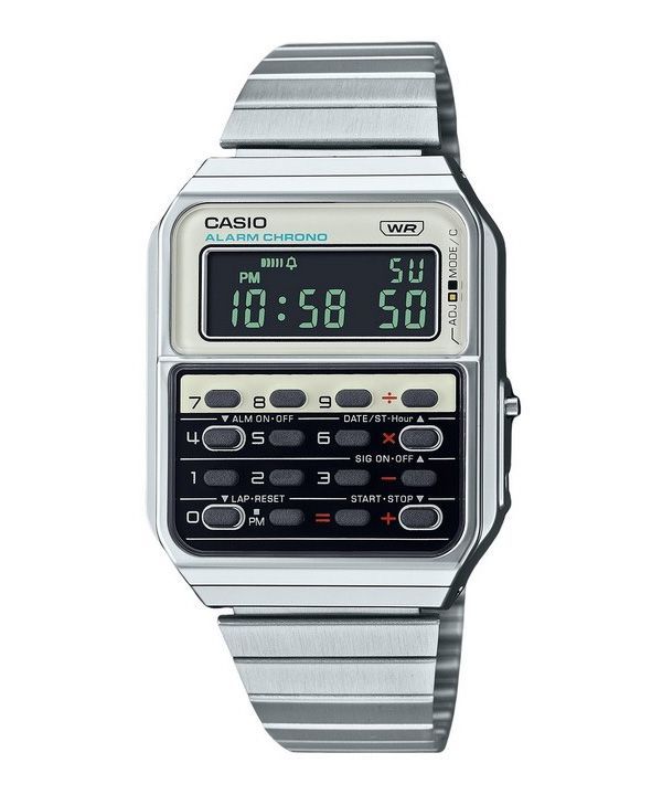 Casio Vintage Heritage Colors Digital Stainless Steel Quartz CA-500WE-7B Unisex Calculator Watch