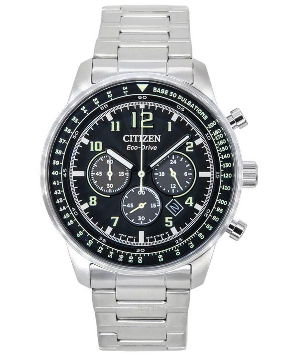 Citizen Eco-Drive Chronograph Stainless Steel Black Dial CA4500-83E 100M Men's Watch