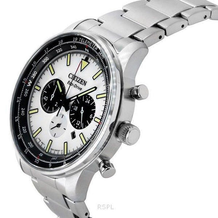 Citizen Eco-Drive Chronograph Stainless Steel White Dial CA4500-91A 100M Men's Watch