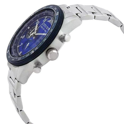 Citizen Eco-Drive Chronograph Stainless Steel Blue Dial CA4554-84L 100M Mens Watch