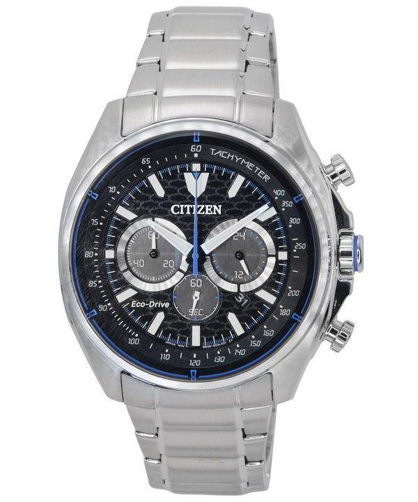 Citizen Eco-Drive Chronograph Stainless Steel Black Dial CA4560-81E 100M Men's Watch