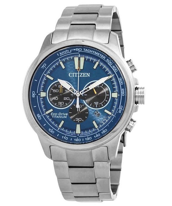 Citizen Super Titanium Chronograph Blue Dial Eco-Drive CA4570-88L 100M Men's Watch